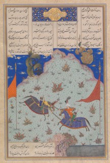 The Sixth Joust of the Rooks: Bizhan Versus Ruyyin, Folio 343r from the Shahnama (Book of Kings) of Shah Tahmasp, ca. 1525-30.