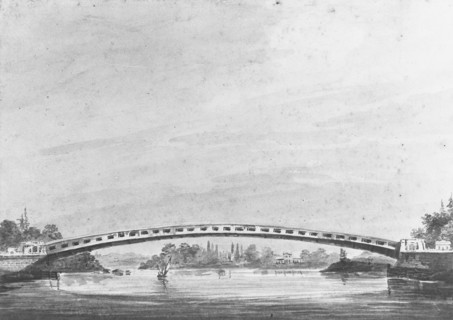The Upper Bridge over the Schuylkill, Philadelphia?Lemon Hill in the Background, 1811-ca. 1813.