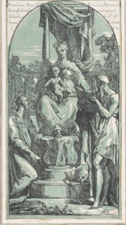 The Virgin and Child Enthroned, Saint Jerome at lower right, Saint Francis at lower left, before 1749.