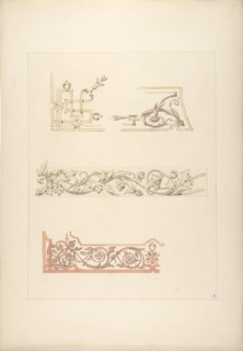 Three designs for decorative borders, 1830-97.