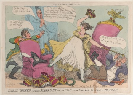 Three Weeks After Marriage, or the Great Little Emperor Playing at Bo-Peep, May 15, 1810.