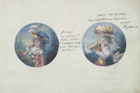 Two Costume Designs or Portrait Types, ca. 1785-90.
