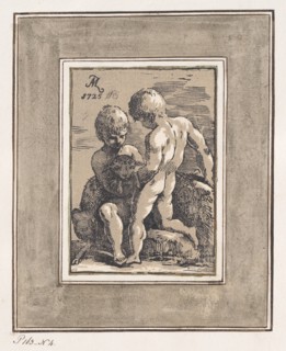 Two Children Playing with a Lamb, 1725.