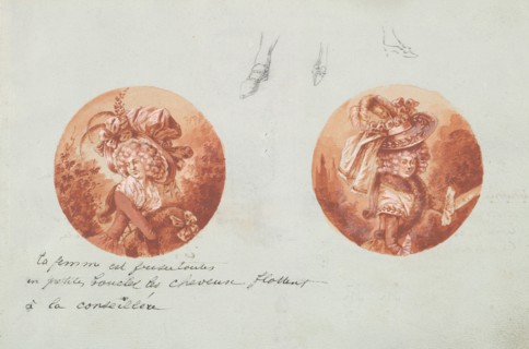 Two Costume Designs or Portrait Types, ca. 1785-90.
