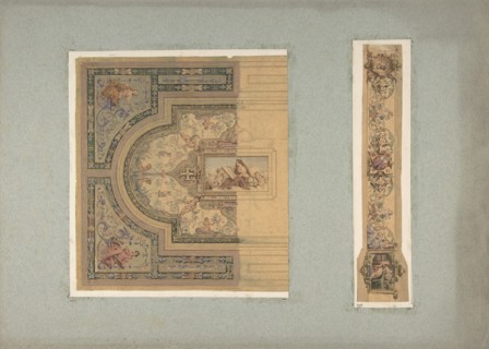 Two Designs for Ceiling with Putti and Allegorical Figures of the Arts, second half 19th century.