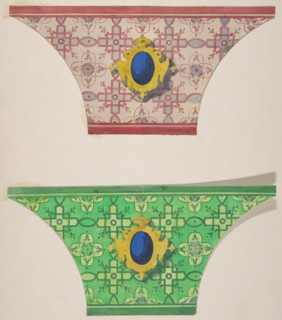 Two designs for the painted decoration of ceiling coves with cartouches, 1830-97.