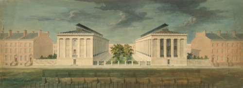 Unexecuted Design for Cross-Block Terrace Development (perspective), ca. 1831.