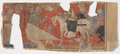 Unidentified Scene and Text Fragment from a Shahnama (Book of Kings), ca. 1330-40.