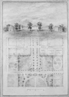 University of North Carolina, Chapel Hill (distant perspective and plan of grounds), 1850-58.