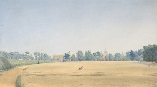 View of University Park looking towards New College, Oxford, after 1825.