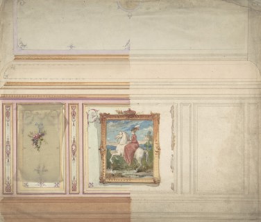 Wall Design including an Equestrienne Portrait, 19th century.