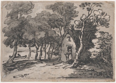 Wooded Scene With Figures at the Door of a Cottage, 1783-88.
