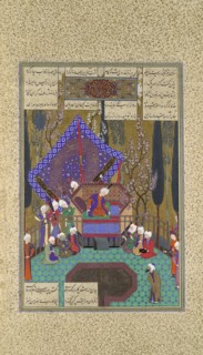 Zal Consults the Magi, Folio 73v from the Shahnama (Book of Kings) of Shah Tahmasp, ca. 1530-35.