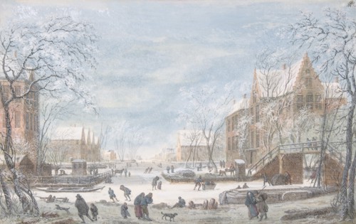 Snow Falling on a Dutch Town, n.d..