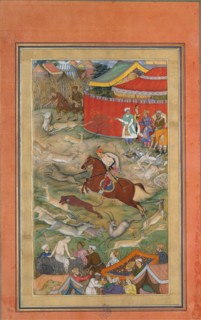 Hamid Bhakari Punished by Akbar, Folio from an Akbarnama, ca. 1604.