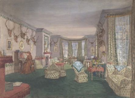 Drawing Room at Mar Lodge, Parish of Craithe and Braemar, Aberdeenshire, ca. 1860.