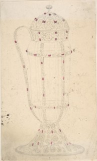 Crystal Vessel with Ornamented Metal Lid, Foot, Handle and Mounts, second half 19th century.