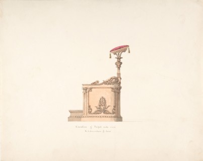 Elevation of a Pulpit, Side View, R. Edmundson & Sons, early 19th century.
