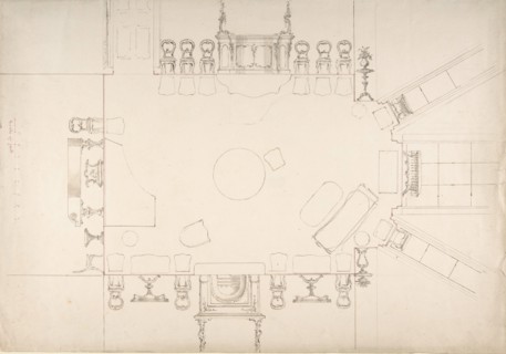 Plan and Elevations of a Music Room, early 19th century.