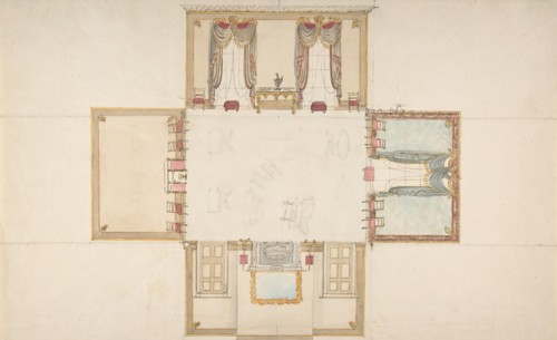 Plan and Elevations of a Room, ca. 1830.