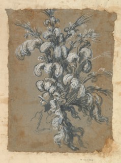 Design for a Lavish Headdress with Feathers on a Helmet, ca. 1620-56 .