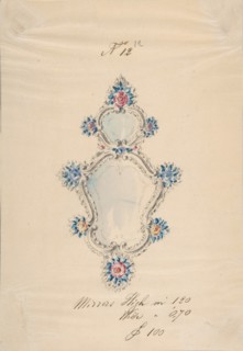 One of Twenty-Three Sheets of Drawings of Glassware (Mirrors, Chandeliers, Goblets, etc.), 1850-80.