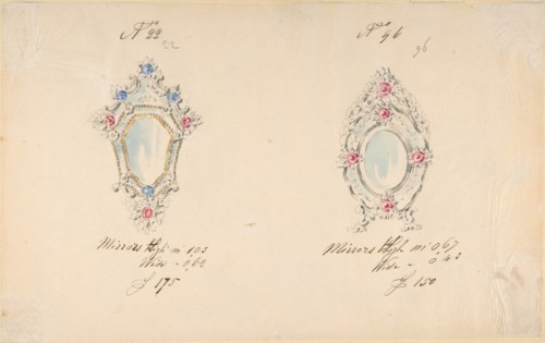 One of Twenty-Three Sheets of Drawings of Glassware (Mirrors, Chandeliers, Goblets, etc.), 1850-80.