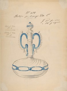 One of Twenty-Three Sheets of Drawings of Glassware (Mirrors, Chandeliers, Goblets, etc.), 1850-80.