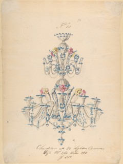 One of Twenty-Three Sheets of Drawings of Glassware (Mirrors, Chandeliers, Goblets, etc.), 1850-80.