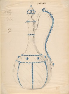 One of Twenty-Three Sheets of Drawings of Glassware (Mirrors, Chandeliers, Goblets, etc.), 1850-80.