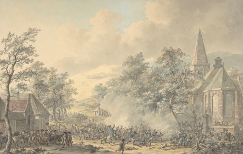 Battle Scene with Church at right, ca. 1790-1800.
