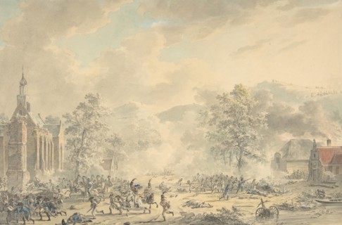 Battle Scene with Church at left, ca. 1790-1800.