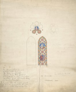 Design for stained glass windows in Ditteridge Church, ca. 1859.