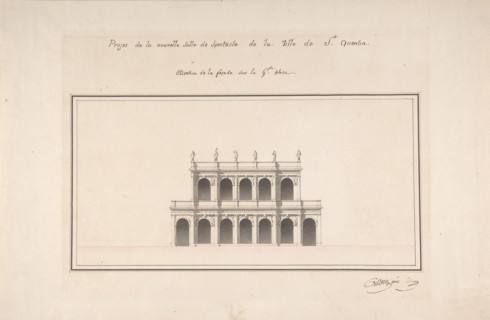 Project for the New Theater at St. Quentin (Aisne) - Elevation, ca. 1841.
