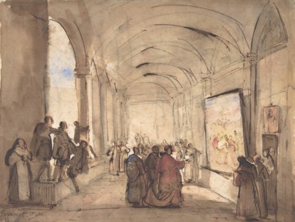 A Cardinal Examining a Painting in a Cloister, first half 19th century.