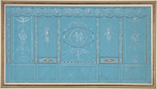Design for a Decorated Wall with Grottesque over Blue Background, 1762-1844.