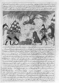 Alexander the Great and Dying Darius, Folio from a Majma' al-Tavarikh (Compendium of Histories) of Hafiz-i Abru, ca. 1425.
