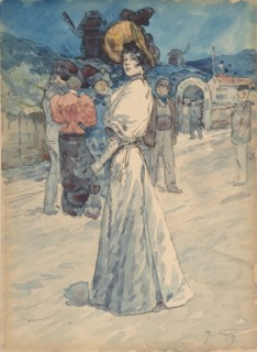 A Parisienne Outside the Moulin de la Galette, ca. 1880-1907.