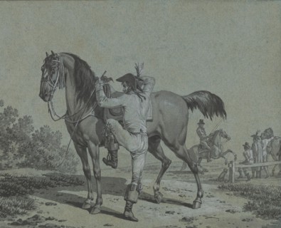 Man Mounting a Horse, .