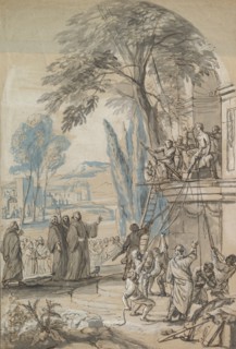 Benedict of Nursia Orders the Destruction of the Temple of Apollo at Monte Cassino, mid-17th-early 18th century.