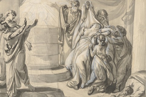 An Antique Sacrificial Scene; verso: Sketch of a Group of People, 1779 (?).