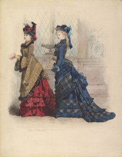Two Women in Day Dresses, 1875.