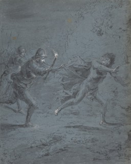 Night scene with soldiers chasing a fugitive (Mark XIV, 5-52), 1611-74.