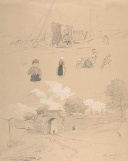 Study Sheet with Figures and Landscapes at Arnemuiden (near Middelburg, The Netherlands), mid-19th century.