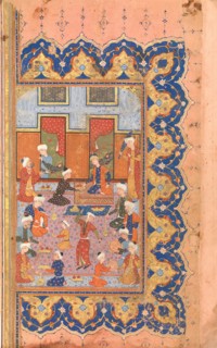 A Scene of Conviviality at Court, Folio from a Divan (Collected Works) of Mir 'Ali Shir Nava'i, 1580.