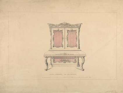 Design for Cabinet Pianoforte, Louis Quatorze Style, 1835-1900.