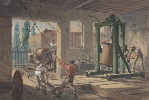 The Reels of Gutta-percha Covered Conducting Wire Conveyed into Tanks at the Works of the Telegraph Construction and Maintenance Company, at Greenwich, 1865-66.