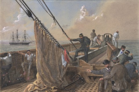 Forward Deck of the Great Eastern Cleared for the First Attempt to Grapple for the Lost Cable, August 11th, 1865, 1865-66.