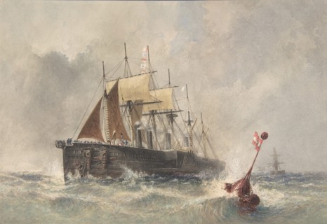 Launching the Buoy from the Bow of the Great Eastern on August 8th, 1865, 1865-66.
