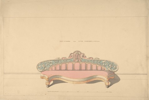 Design for Side Ottoman, Later Arabesque or Morisco Style, 1835-1900.
